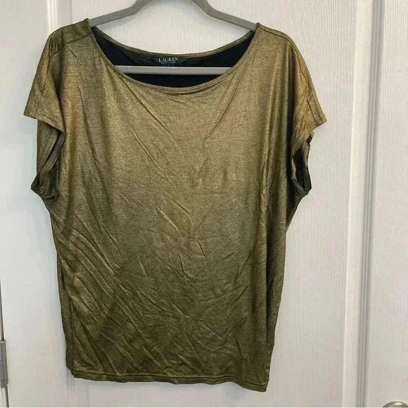 Metallic Gold Top Blouse by Lauren Ralph Lauren - Picture 1 of 5